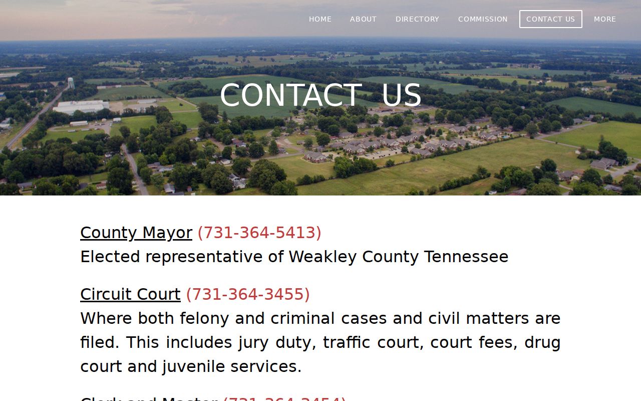 Dresden and Weakley County criminal record contact routing