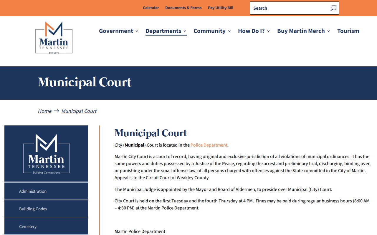 Martin criminal records municipal court source
